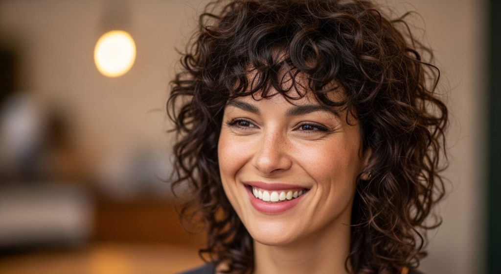 Wolf cut curly hair Short